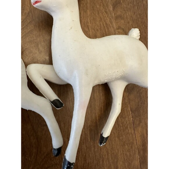 MCM Reindeer Vintage Christmas Soft Plastic Rubber 6.5” Hong Kong Set Of 2 - Picture 8 of 16